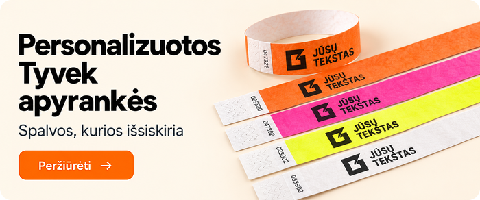Kontrolinės renginių juostelės su unikaliu jūsų dizainu per 1 darbo dieną